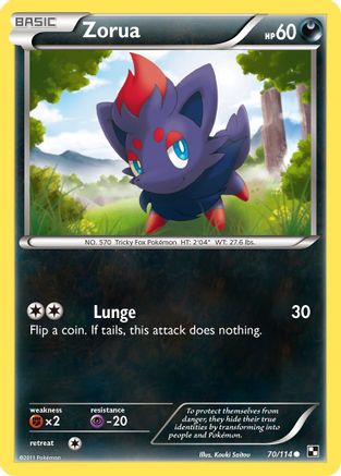 Zorua (70/114) [Black and White] Reverse Holofoil - Common