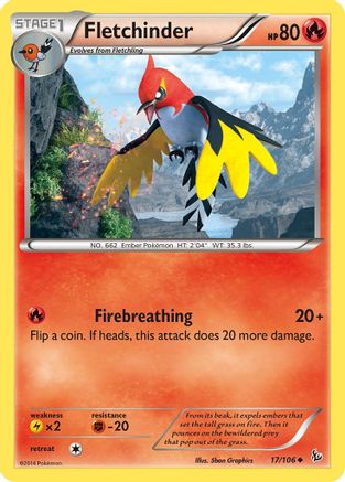 Fletchinder (017/106) [XY  Flashfire] Reverse Holofoil - Uncommon