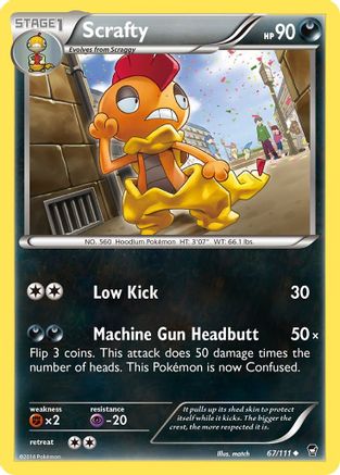 Scrafty (067/111) [XY  Furious Fists] Reverse Holofoil - Uncommon