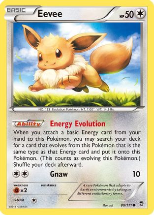 Eevee (080/111) [XY  Furious Fists] Reverse Holofoil - Common