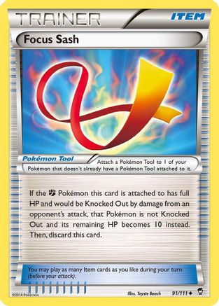 Focus Sash (091/111) [XY  Furious Fists] Reverse Holofoil - Uncommon