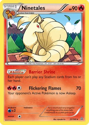 Ninetales (021/160) [XY  Primal Clash] Reverse Holofoil - Rare