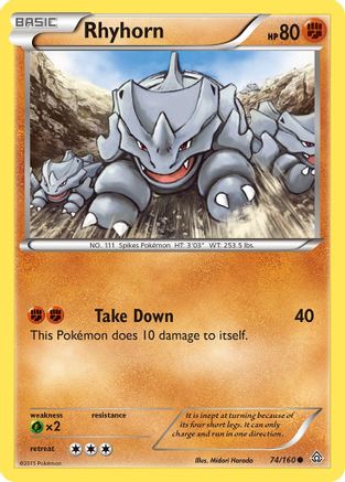 Rhyhorn (74/160) [XY  Primal Clash] Reverse Holofoil - Common