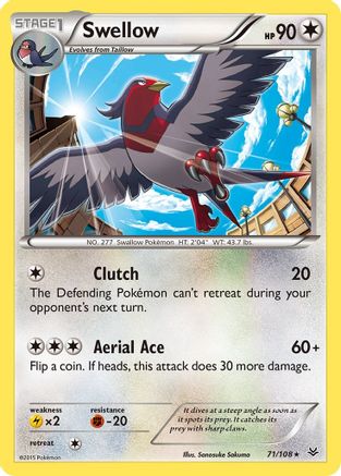 Swellow (71/108) [XY  Roaring Skies] Reverse Holofoil - Rare