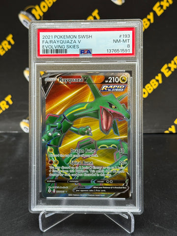 Rayquaza V #193 - Evolving Skies Full Art - PSA 8
