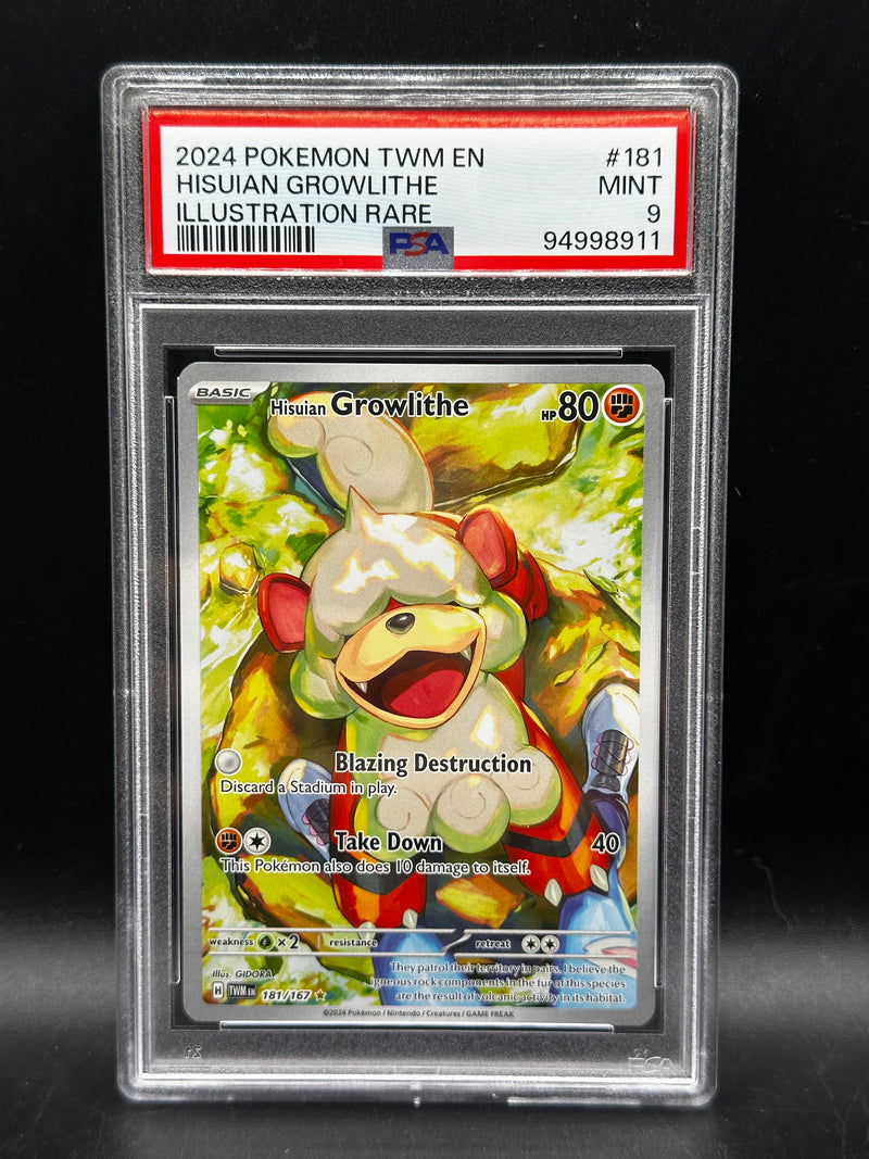 Hisuian Growlithe - Illustration Rare - Twilight Masquerade (PSA 9)