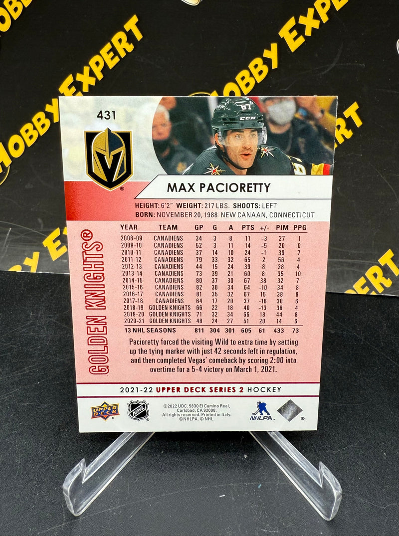 Max Pacioretty Base UD Exclusives 013/100 - Vegas Golden Knights