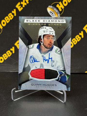 Quinn Hughes Diamond Stars 02/15 Patch Auto - Vancouver Canucks 2025-26 Black Diamond