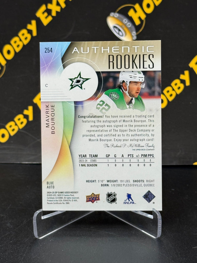 Mavrik Bourque Authentic Rookies Blue Auto - Dallas Stars 2024-25 SP Game Used
