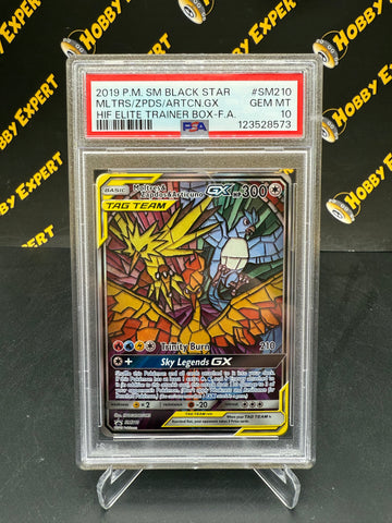 Moltres & Zapdos & Articuno GX - Black Star Promo SM210 - PSA 10