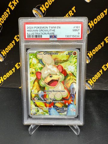 Hisuian Growlithe Illustration Rare #181 - Twilight Masquerade - PSA 9