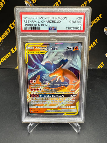Reshiram & Charizard GX Tag Team #20 - Unbroken Bonds - PSA 10