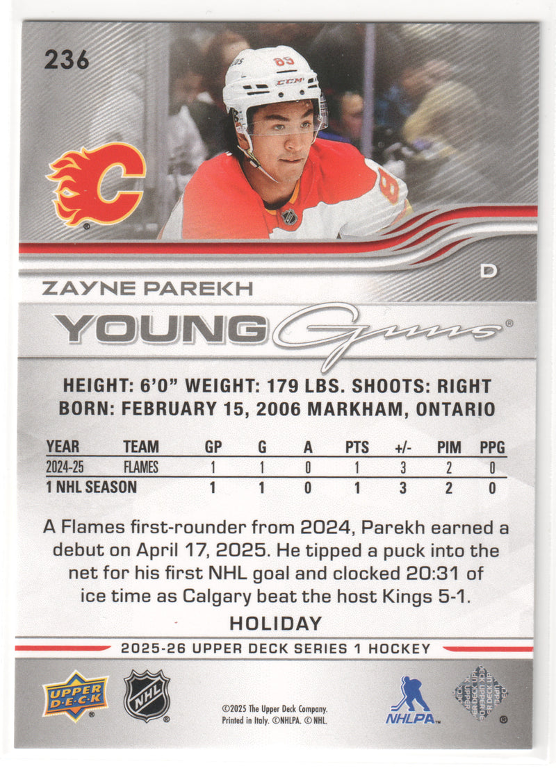 Zayne Parekh Young Guns Holiday Calgary Flames
