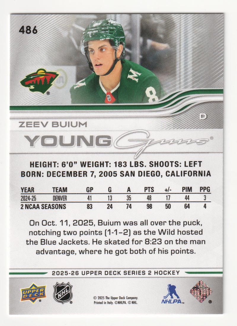 Zeev Buium Young Guns Minnesota Wild