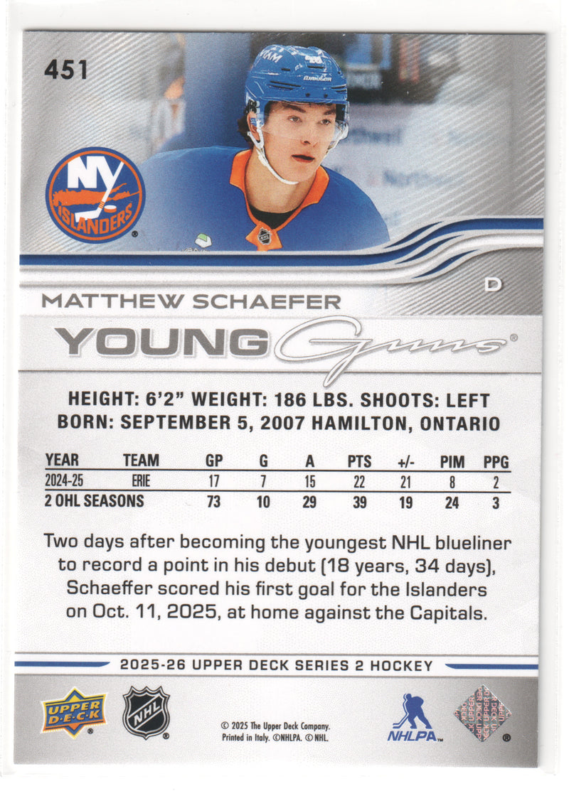 Matthew Schaefer Young Guns - New York Islanders