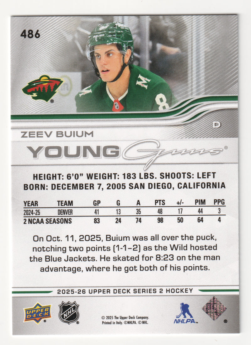 Zeev Buium Young Guns Minnesota Wild