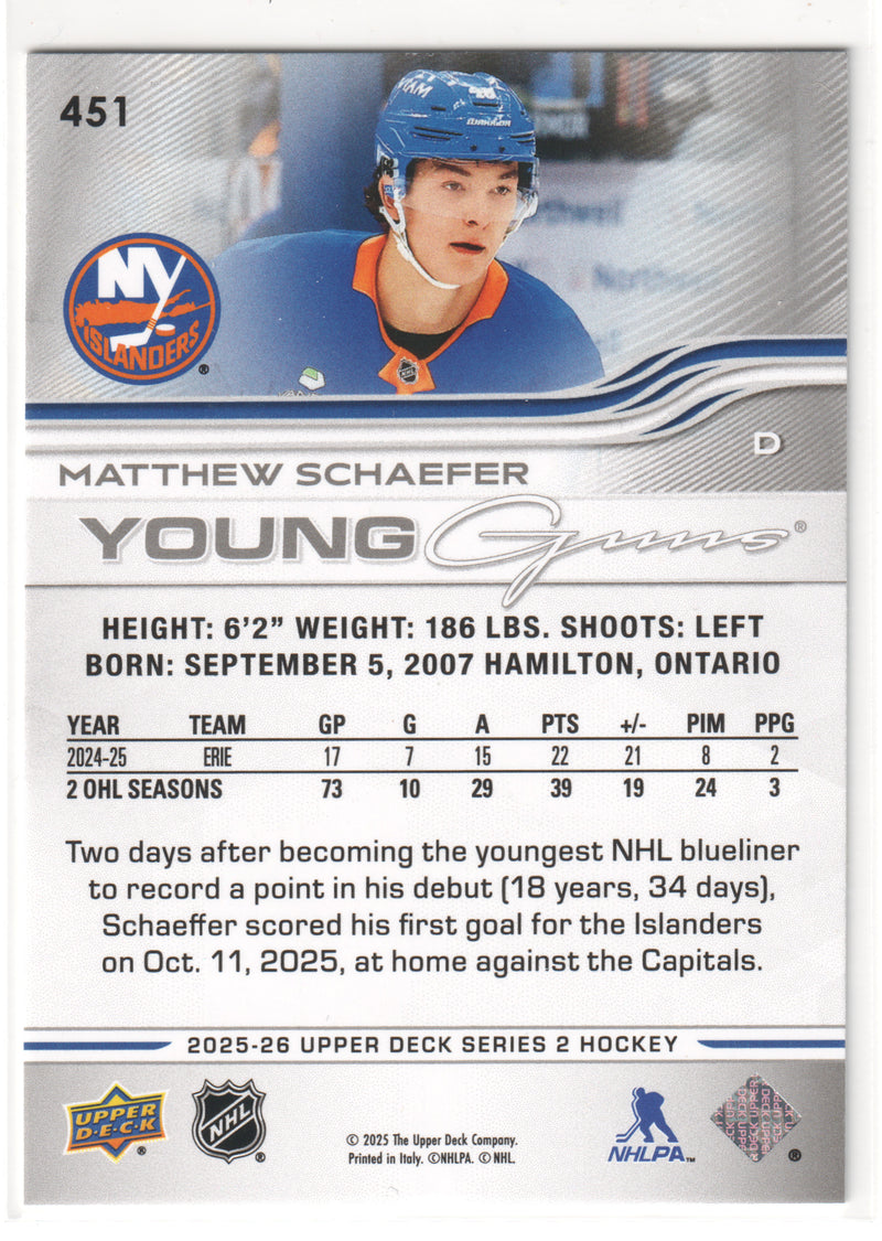 Matthew Schaefer Young Guns - New York Islanders