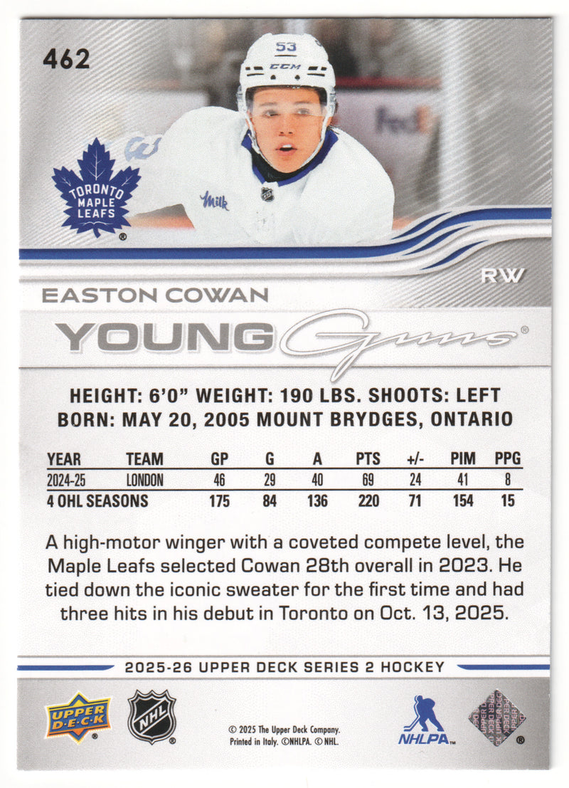 Easton Cowan Young Guns Deluxe /250 - Toronto Maple Leafs