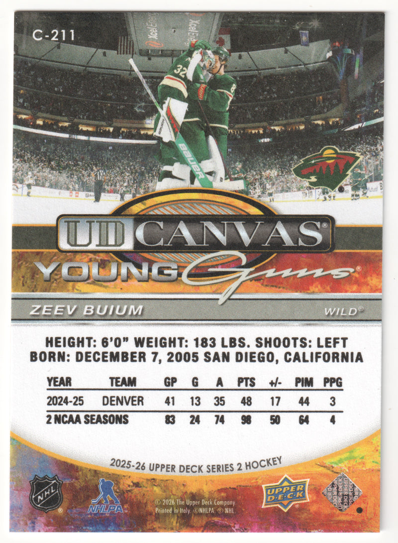 Zeev Buium Young Guns Canvas Minnesota Wild