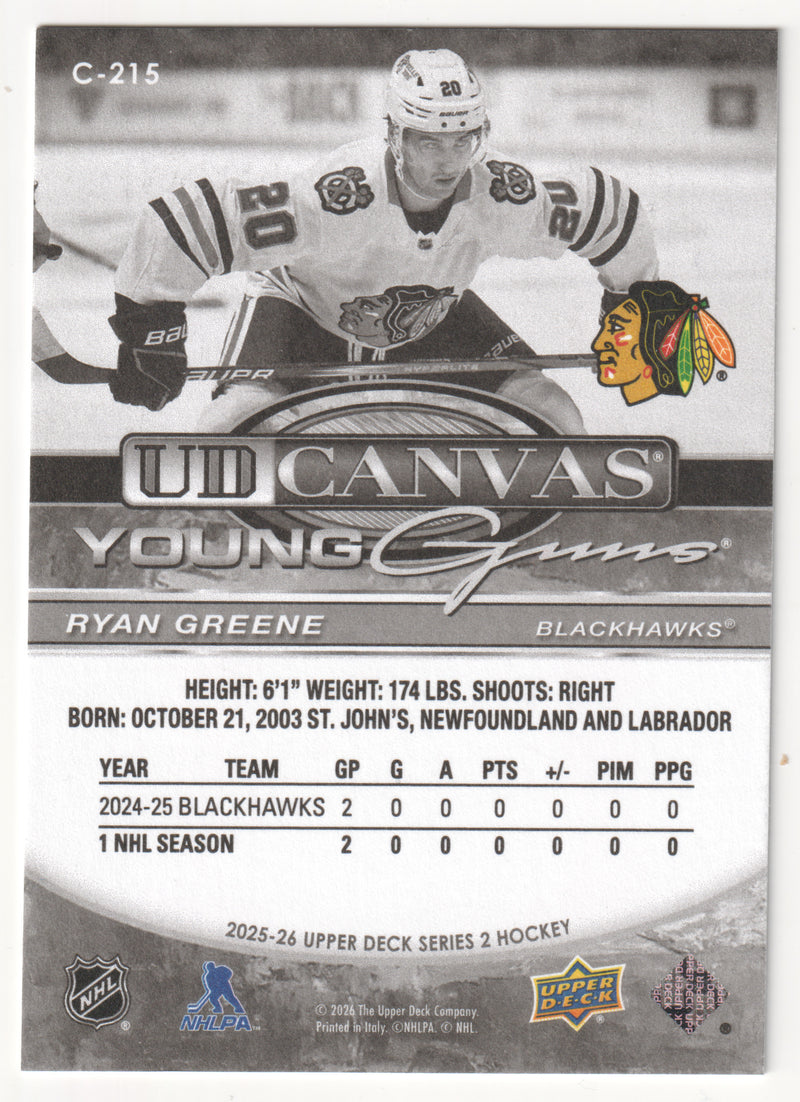 Ryan Greene Young Guns Canvas Black Chicago Blackhawks