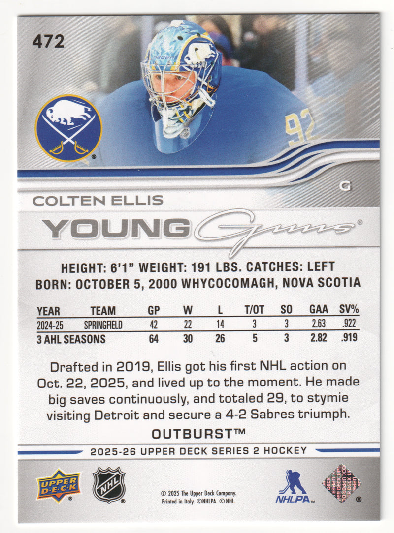 Colten Ellis Young Guns Silver Outburst Buffalo Sabres