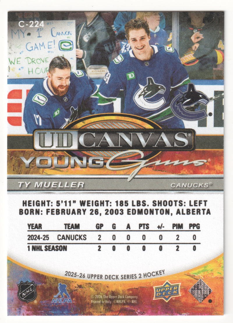 Ty Mueller Young Guns Canvas Vancouver Canucks