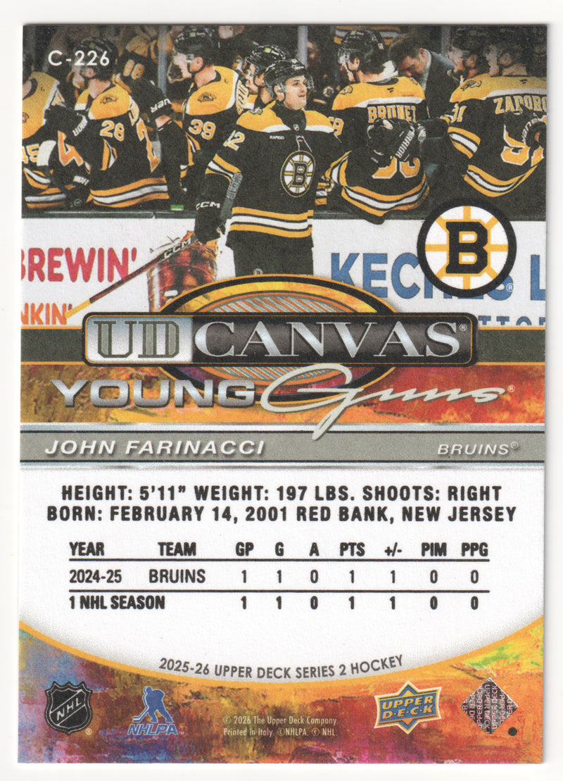 John Farinacci Young Guns Canvas Boston Bruins