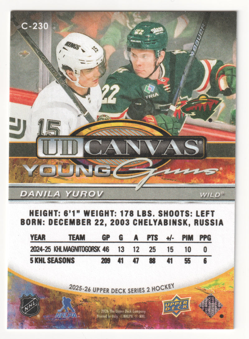 Danila Yurov Young Guns Canvas Minnesota Wild