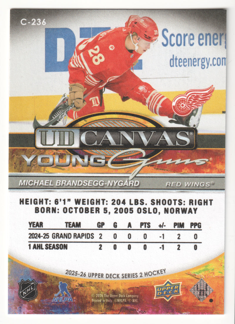 Michael Brandsegg-Nygard Young Guns Canvas Detroit Red Wings