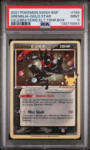 Greninja Gold Star #144 - Celebrations ETB Promo - PSA 9