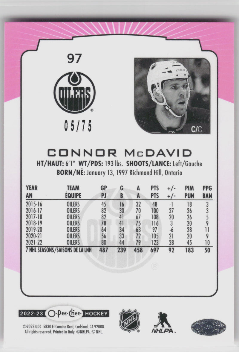 Connor McDavid Pink /75 - Edmonton Oilers 2022-23 O-Pee-Chee