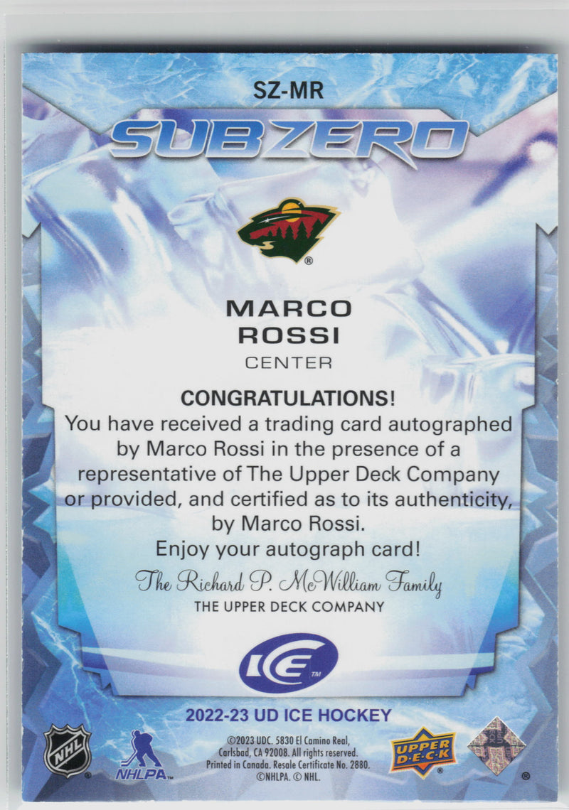 Marco Rossi Subzero Rookies Auto