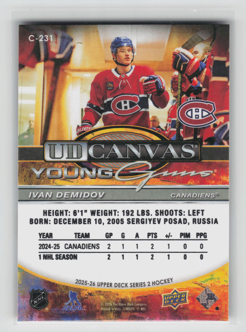 Ivan Demidov Young Guns Canvas Montreal Canadiens