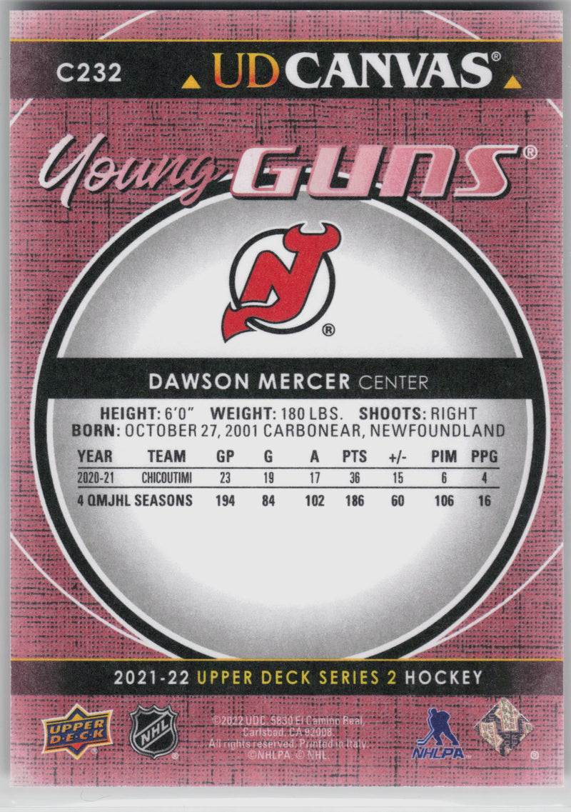Dawson Mercer Young Guns Canvas