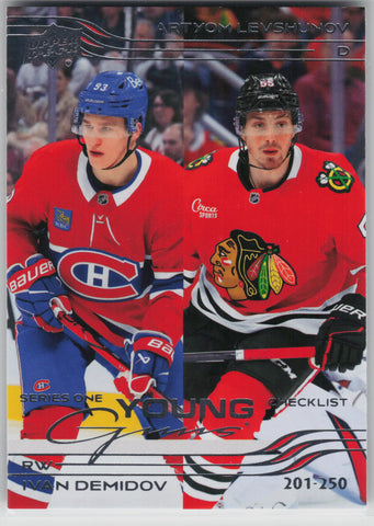 Ivan Demidov - Artyom Levshunov Young Guns #250 - Montreal Canadiens 2025-26 Series 1