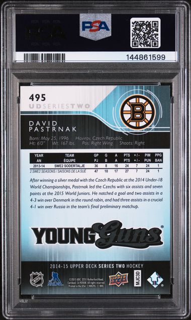 David Pastrnak Young Guns PSA 8 - Boston Bruins