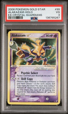 Alakazam Gold Star #99 - EX Crystal Guardians - PSA 3