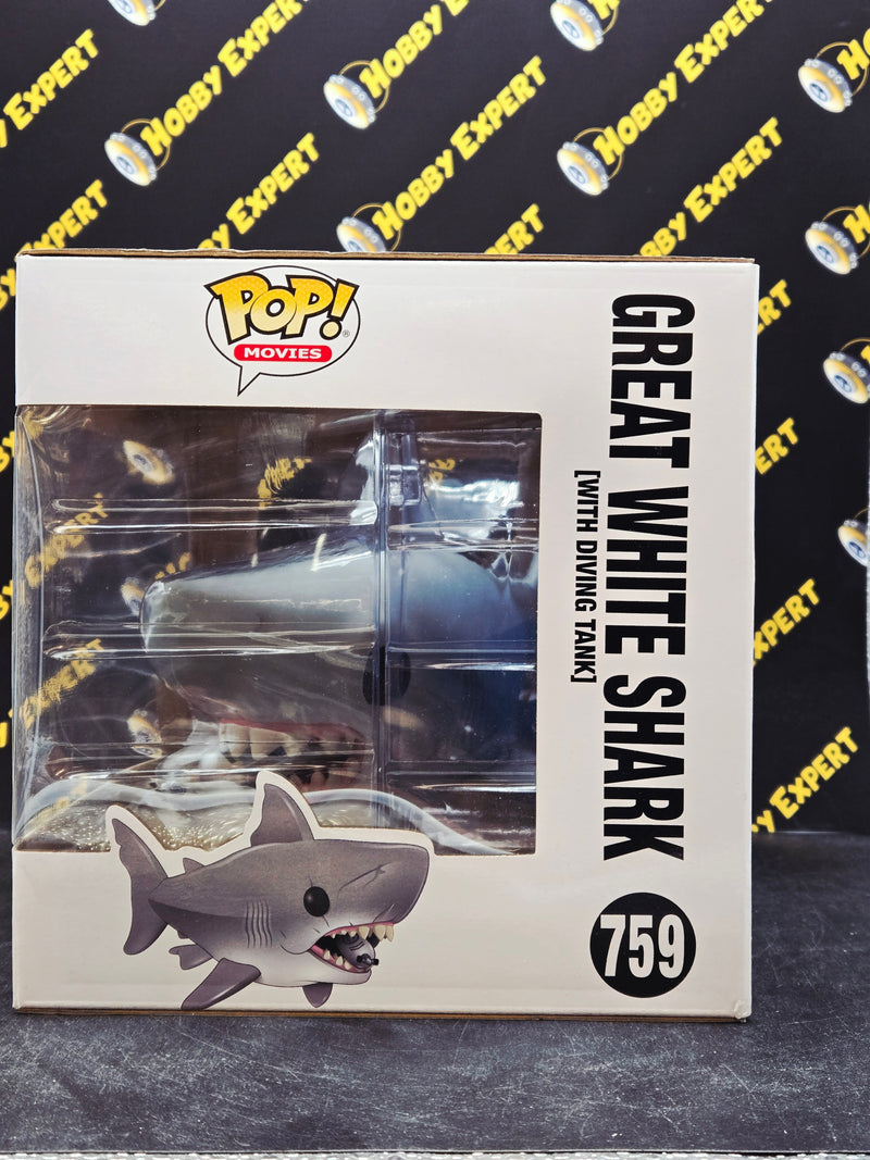 Great White Shark With Diving Tank