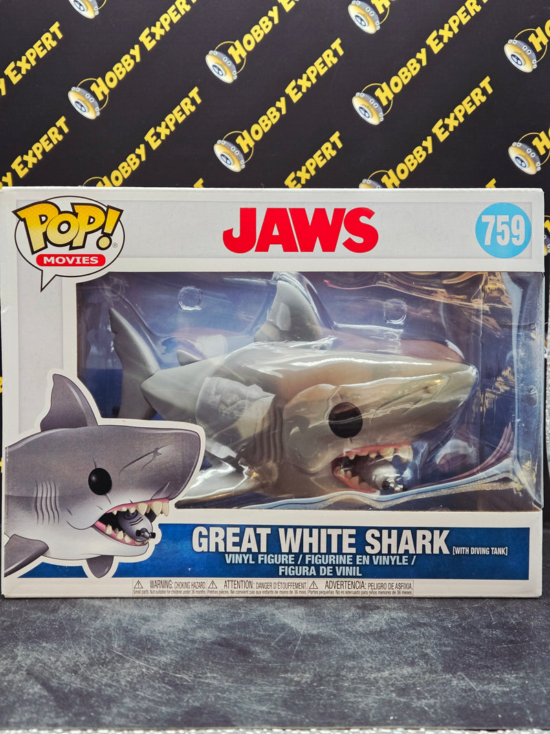 Great White Shark With Diving Tank