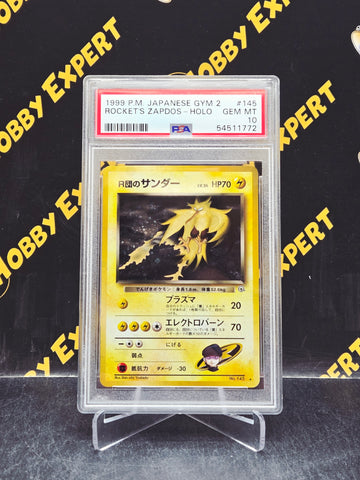 Rocket's Zapdos Holo #145 - Japanese Gym 2 - PSA 10